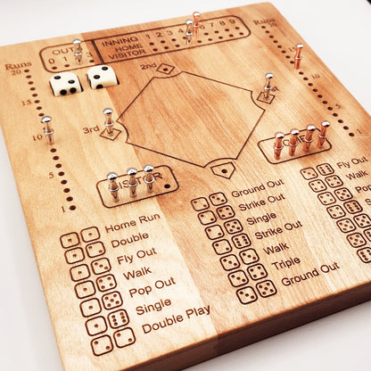 Baseball Dice Wooden Game Board