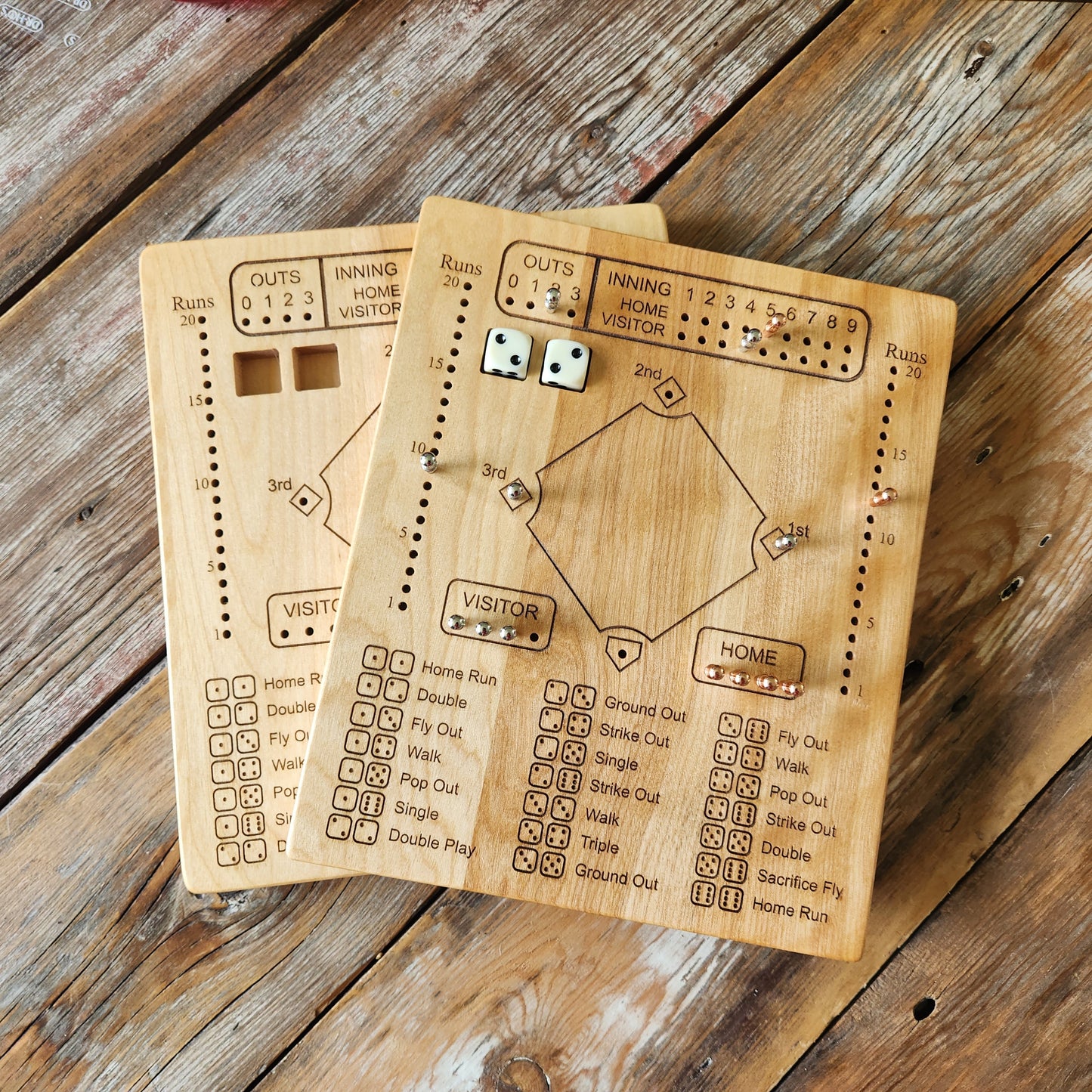 Baseball Dice Wooden Game Board