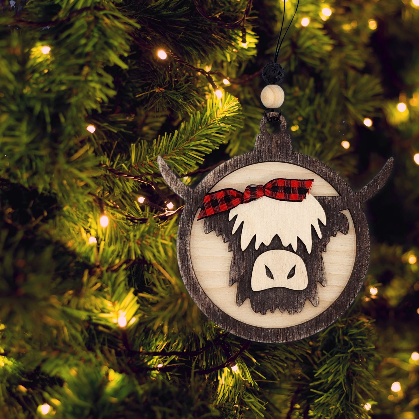 Highland Cow with Bow | Bauble | Christmas Ornament